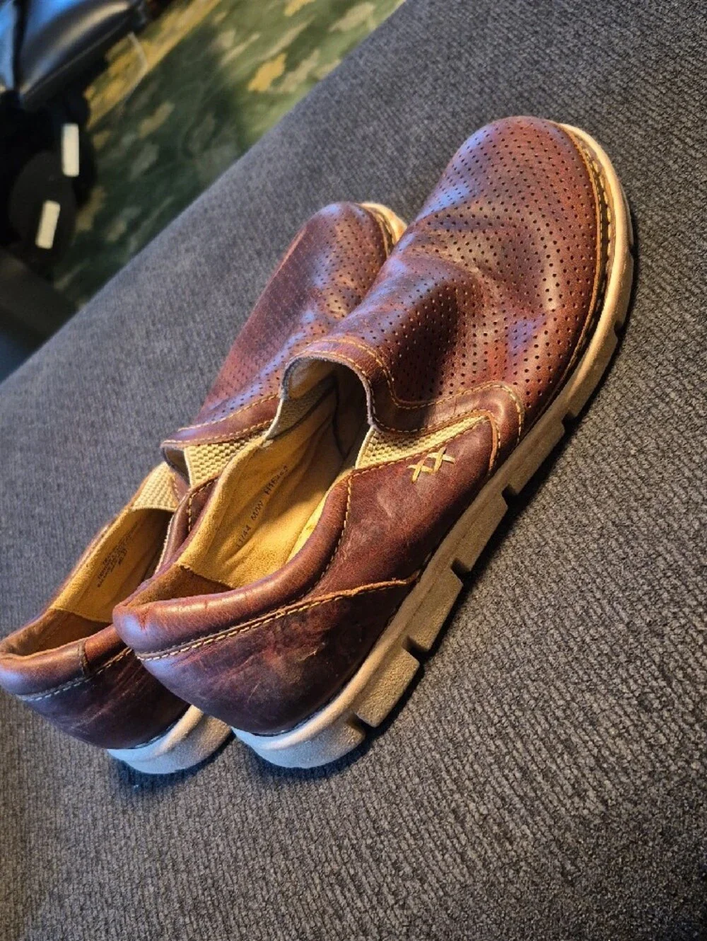 Born Men's Perforated Leather Slip-Ons - Brown